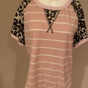 Pink top with leopard detail